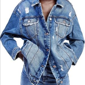 Zara distressed oversized jean jacket